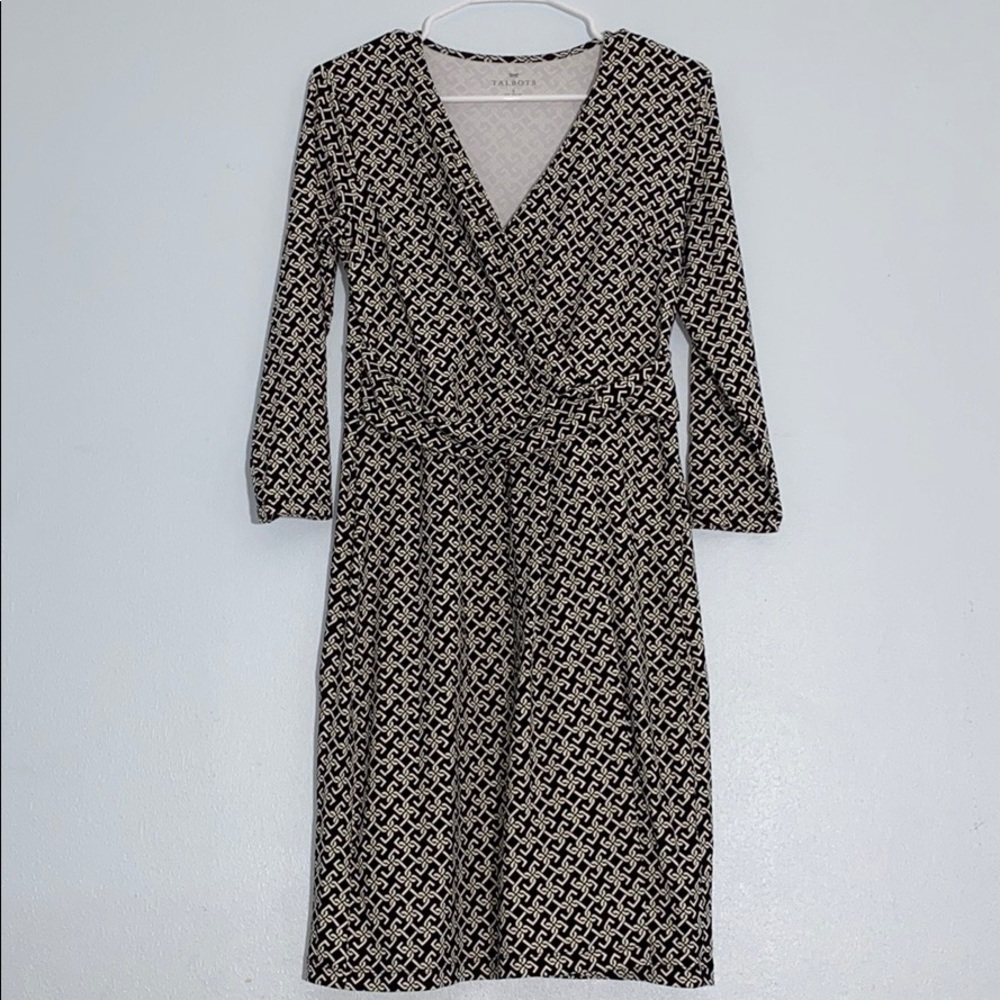 🦋Talbots Black & White Chains Print Dress